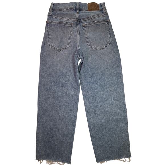 Madewell The Perfect Vintage Wide-Leg Crop Jeans Raw Hem Light Wash Size 24 - Picture 2 of 13